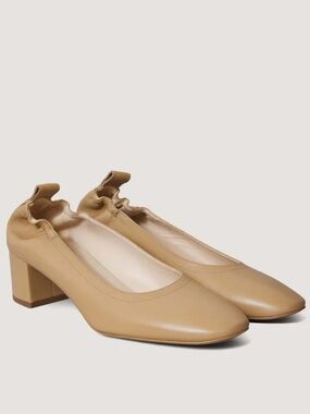Everlane The Day Heel Light Taupe Sz 6 Block Heel Ballet Inspired NEW w/o Box